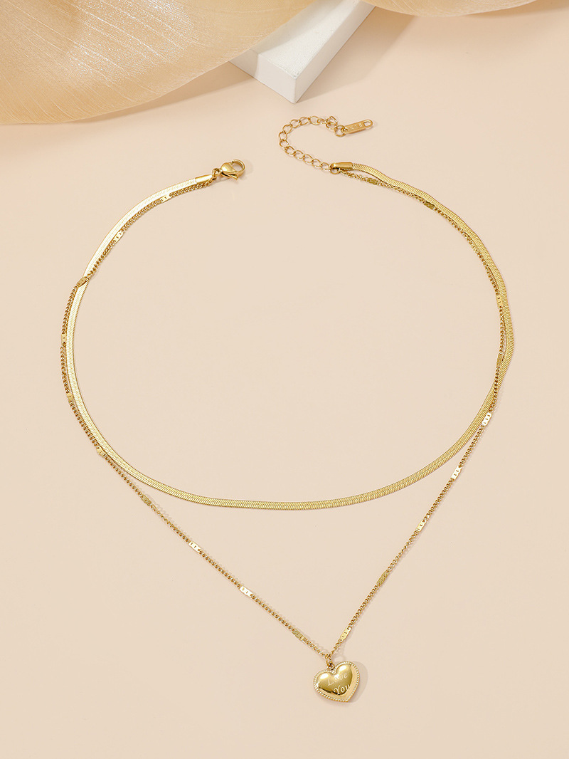 Pendant Necklace Classification 304 Stainless Steel Chain Material 1 Piece Quantity Wholesale Jewelry Sweet Heart Shape 304 Stainless Steel 18K Gold Plated Plating Pendant Necklace