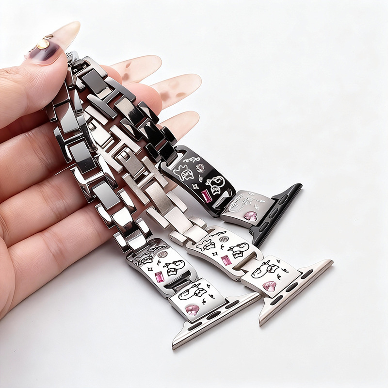 Jewelry Strap Pink Diamond Kitten Bracelet Model Suitable for Apple Iwatch109876 Watch Xiaomi 9Pro Strap