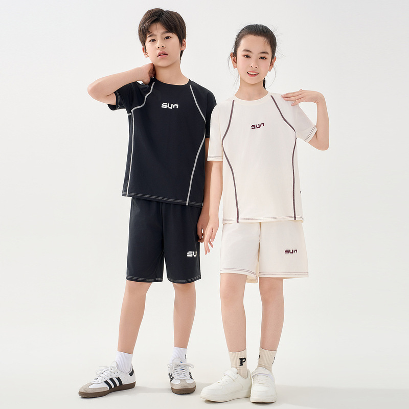 Boys' Quick-Drying Sports Suit, Kidsren's Ice Silk Basketball Uniform, Girls' Running Summer Wear, Badminton Training Short-Sleeved Shorts Boys' Quick-Drying Sports Suit, Kidsren's Ice Silk Basketball Uniform, Girls' Running Summer Wear, Badminton Training Short-Sleeved Shorts