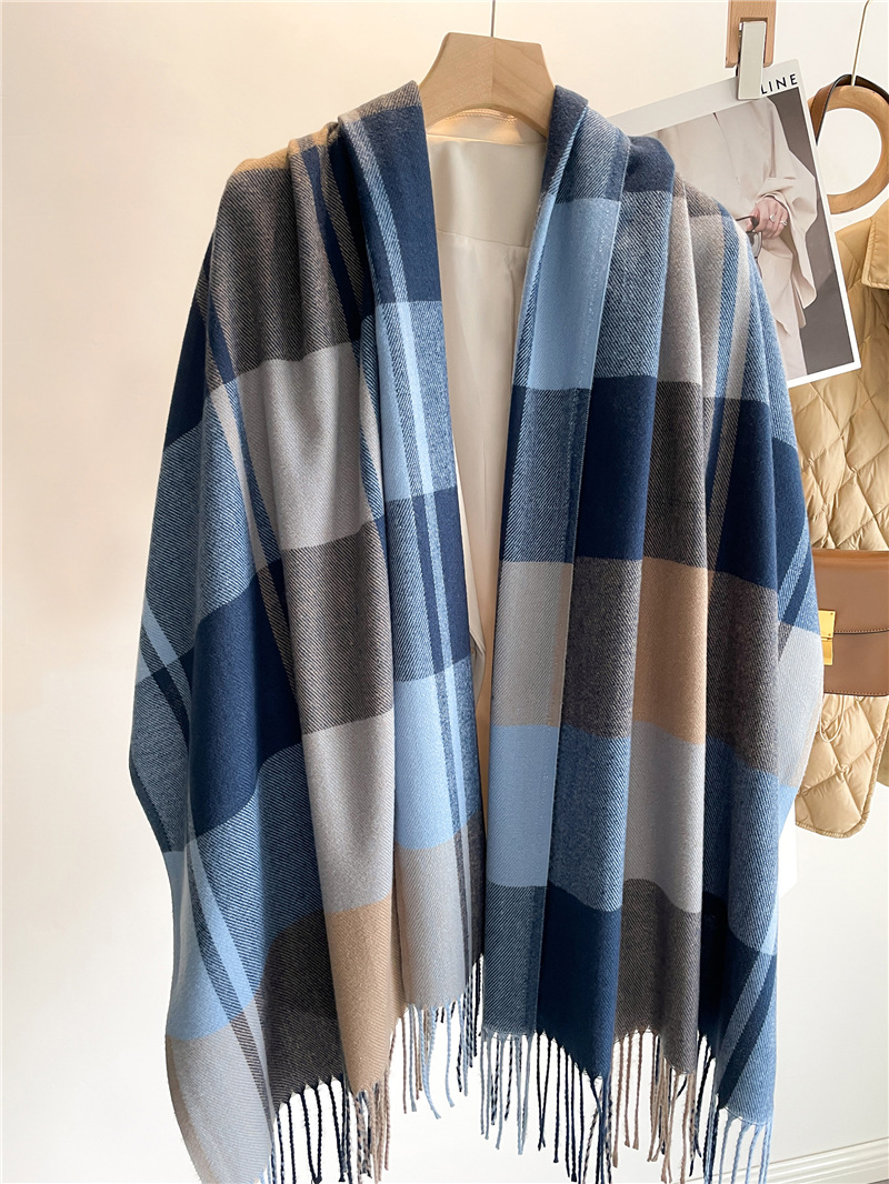 Korean Style Plaid Scarf Women's Autumn And Winter Warm Shawl Men's Scarf Long Tassel Wild Couple Scarf Imitation Cashmere display picture 4