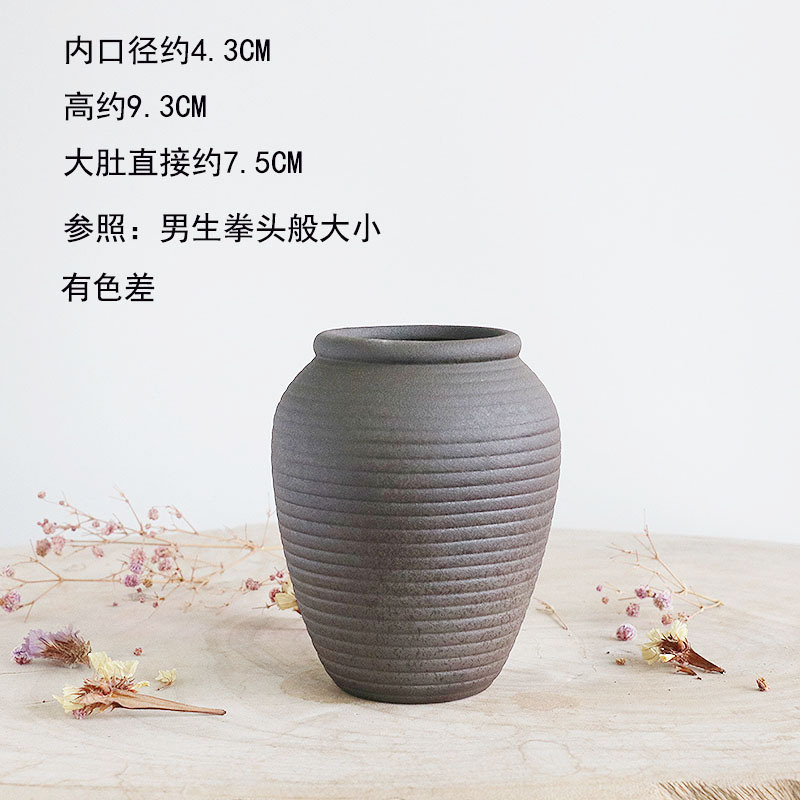 迷你水培小花瓶陶瓷复古餐桌装饰品摆件办公室桌面绿植铜钱草茶玩|undefined