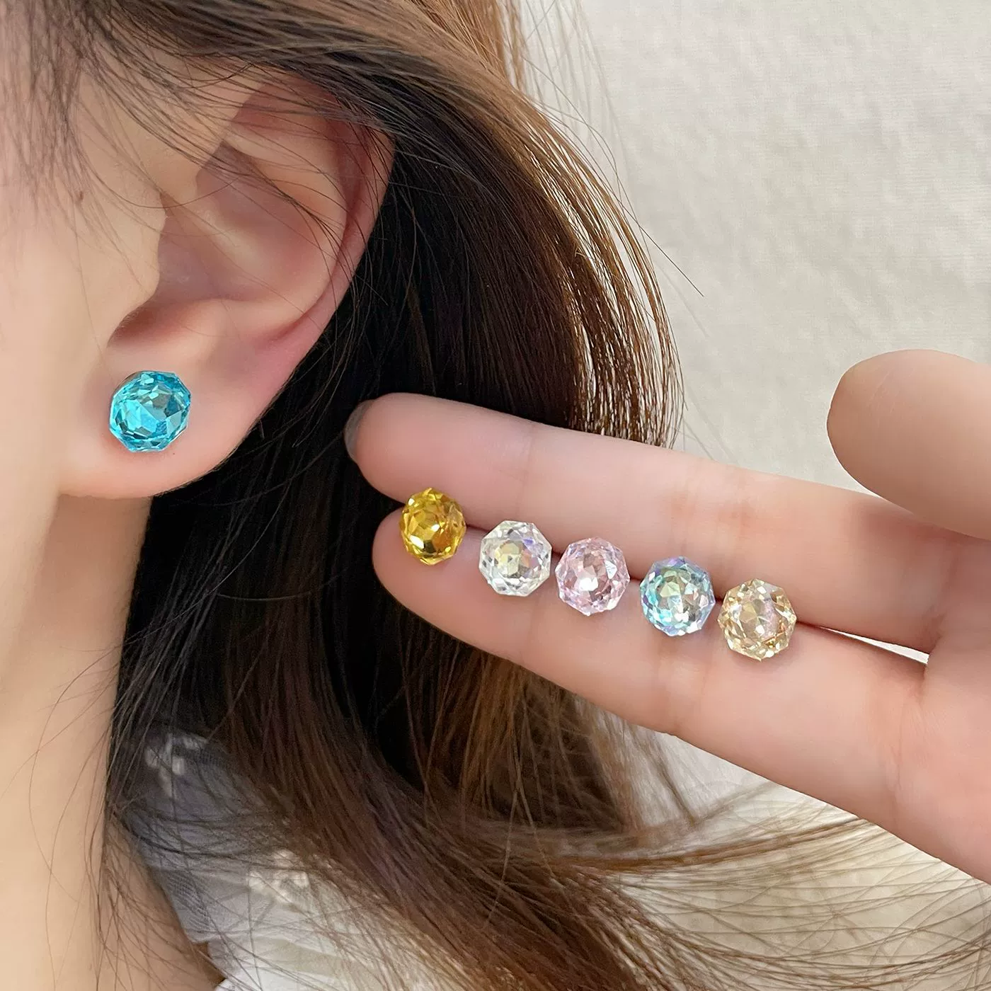 Stud Earrings (Millennium Rose) 8 mm rose‑cut zircon, straight‑pin and flat‑back screw options, assorted colors