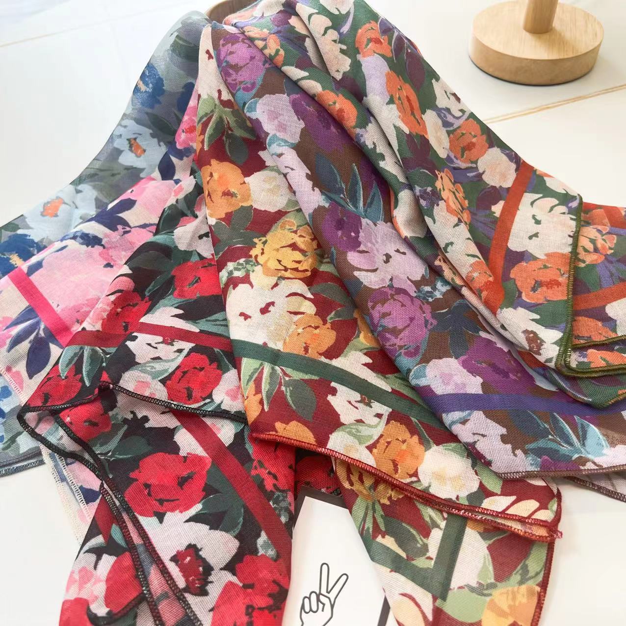 60g Weight Kerchief Classification Daily Occasion cotton and linen Material Flower Pattern Summer Season Women's Gender IG Style Style Women's IG Style Flower Cotton And Linen Kerchief 35