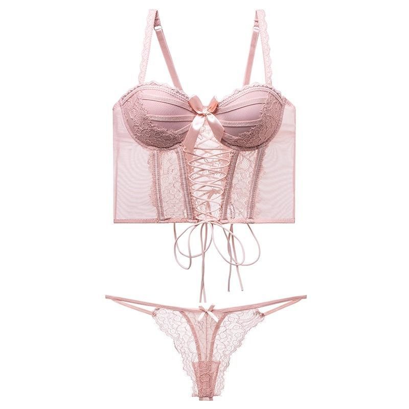 Sexy lingerie de mujer correa de encaje pequeño pecho agrupado fuera de vestir un sujetador puro deseo de cinturón chaleco tipo bracelet hueso de pescado