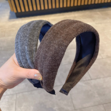 简约羊毛毛线纯色宽边发箍增高颅顶洗脸头箍女高级感防滑发饰头饰
