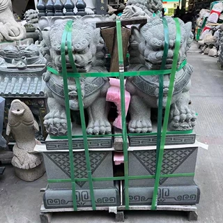 福建石狮子一对看门花岗岩石雕摆件别墅酒店门口青石家用石狮子