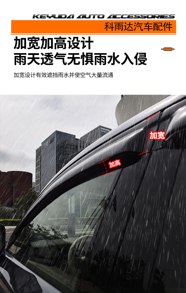 Car Rain Guards for Dodge Ram 1500 2009-2023 Model, Car Window Modification Rain Eyebrow Accessories