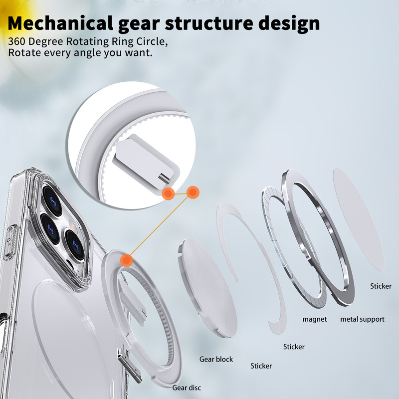 Factory Suitable for Apple 16Promax Fulcrum Mobile Phone Case Magnetic Damping Gear 360 Degree Bracket Iphone16