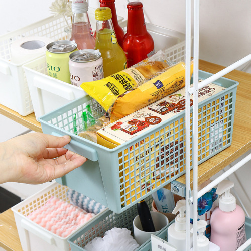 Rectangular ins snack storage basket Desktop thickened debris storage basket Hollow portable plastic frame storage rack
