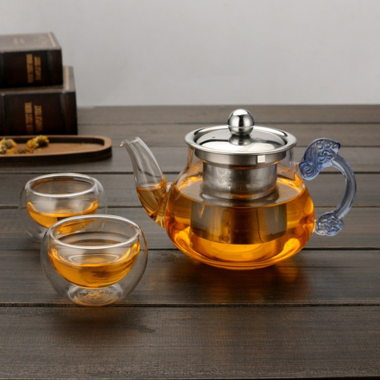 ✔ Transparent Glass Teapot with Stainless Steel Filter, Suitable for Brewing Flower Tea, for Use with Electric Ceramic Stoves at Home
