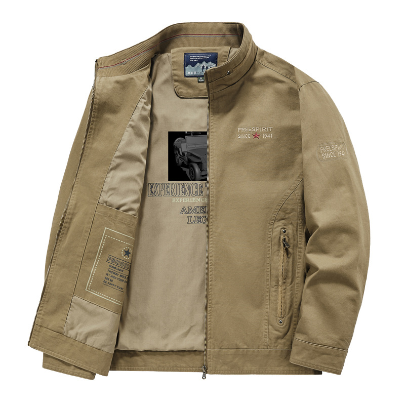 Primavera y otoño para hombres de mediana edad montaña algodón chaqueta casual función al aire libre nuevo abrigo de cuello vertical chaqueta de manga larga chaqueta