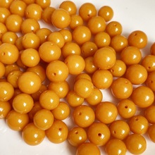 蜜蜡散珠4mm-12mm圆珠色鸡油黄diy手链手串文玩串珠材料高仿合成
