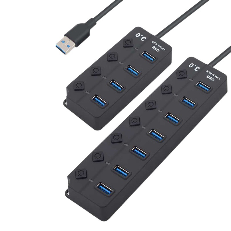 De alta velocidad de 7 puertos usb3.0 Hub interruptor de botón independiente USB3.0hub divisor de un arrastre de siete extensor