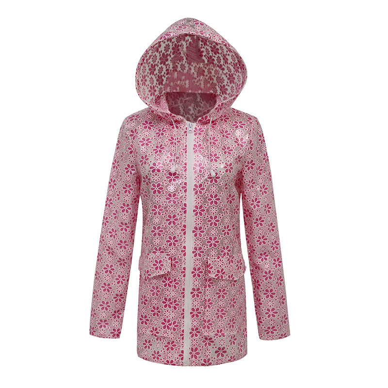 High-End Tpu Lace Composite Raincoat, Short Raincoat for Adult Women, European Fashion Outdoor Zipper Raincoat