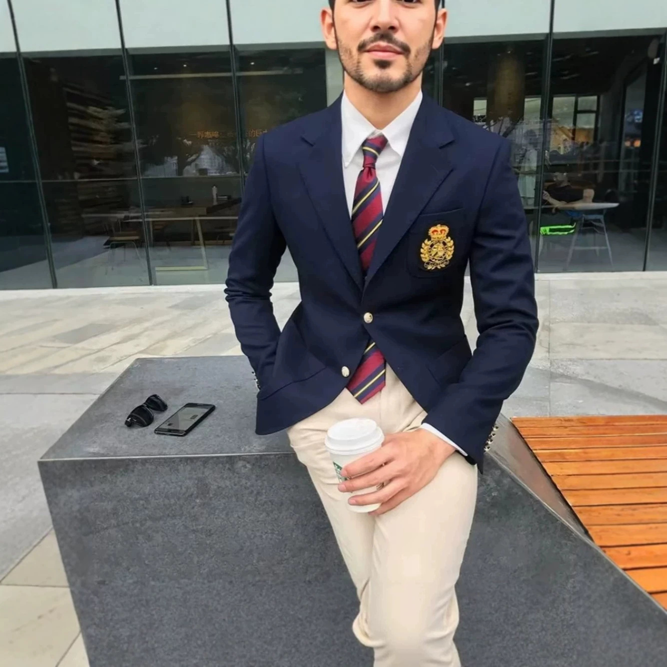 Best-selling cross-border foreign trade business men's navy blue Korean-style suit, high-end jacket for grooms and wedding banquets