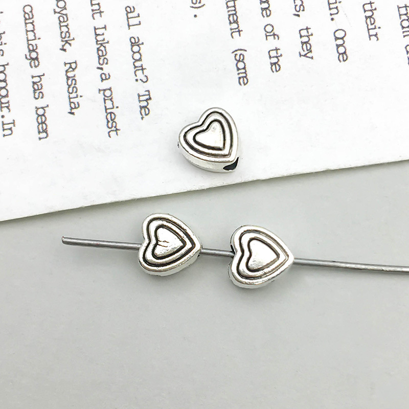 16361-古银双层爱心间隔珠6x6-孔1-0.4g-华艺家