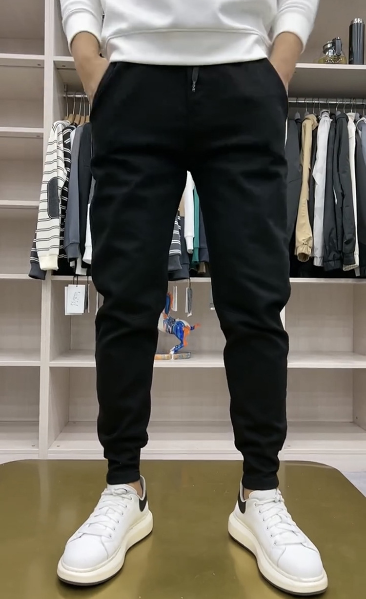Jean décontracté coupe slim pour le printemps, pantalon élastique noir pour homme, tendance et polyvalent, limming et reliure des jambes Harun_voghion.com