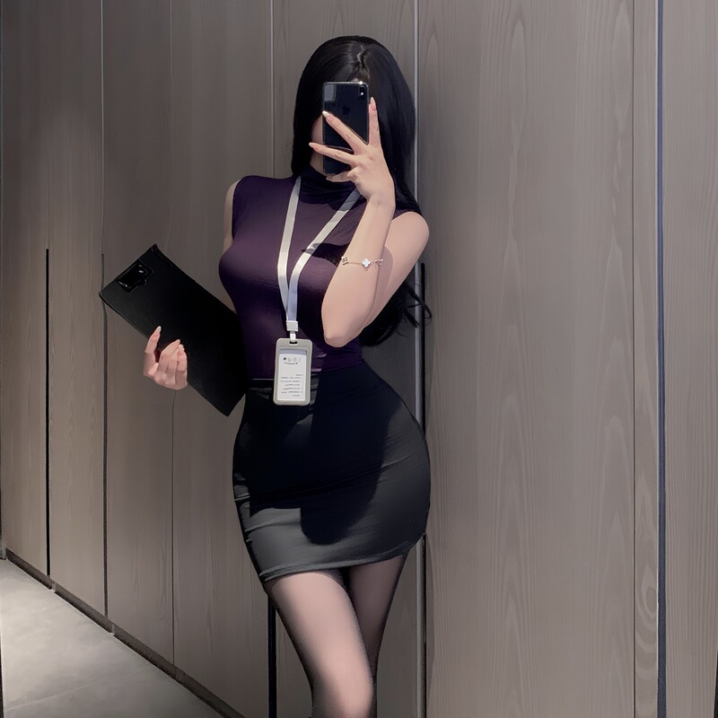 Enxi Sexy Mature Lady Style Secretary Uniform Set, Pure Desire Slim-Fit Office Bodycon Skirt, Professional Outfit, Home Wear