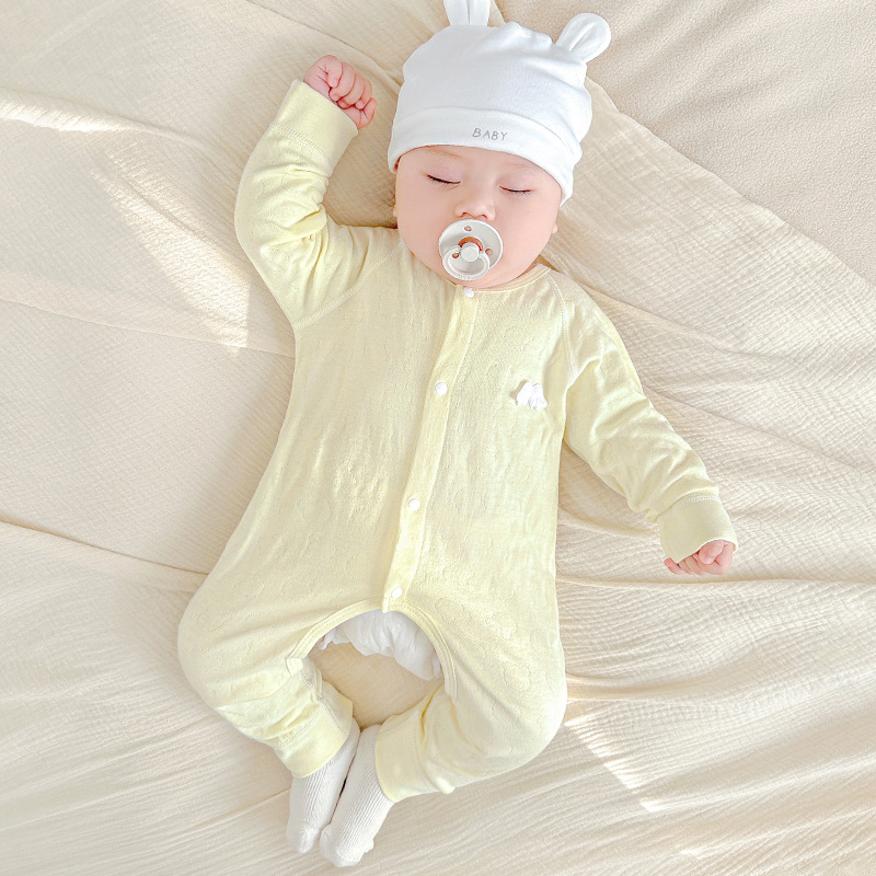 Mono de bebé para primavera y otoño, recién nacido, de algodón puro, con abertura en la entrepierna, ropa de otoño unisex, mono fino para bebé, ropa de bebé.