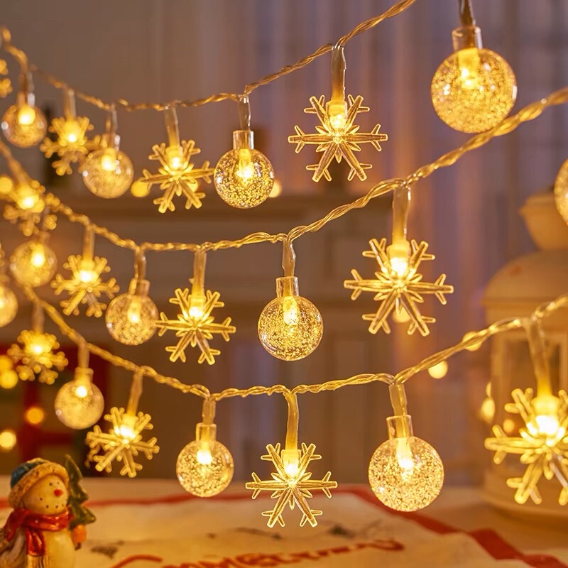 Christmas decoration snowflake lighting small lights flashing lights string lights stars led string lights Christmas tree layout