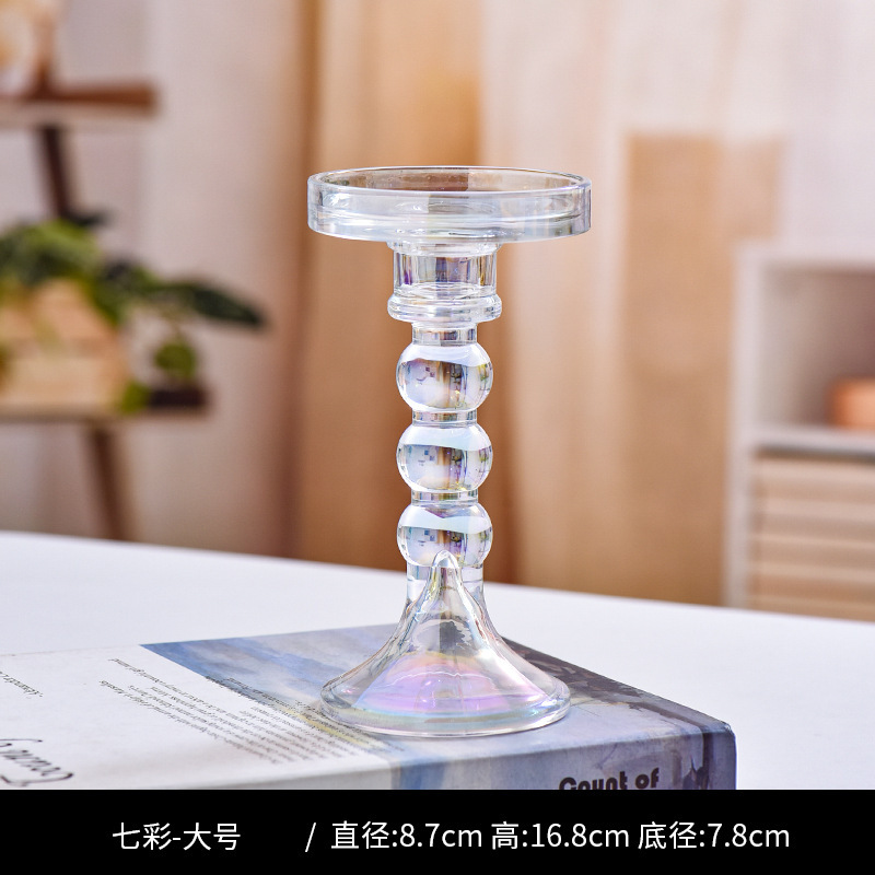 クリスマス風高級感インス風ガラス製キャンドルホルダー、家庭用キャンドル台、ロマンチックなウェディングテーブル、クリエイティブなホームデコレーション|undefined