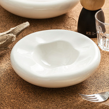 德化白瓷餐具创意异形盘子餐厅双层保温盘子家用窝形盘陶瓷凉菜盘