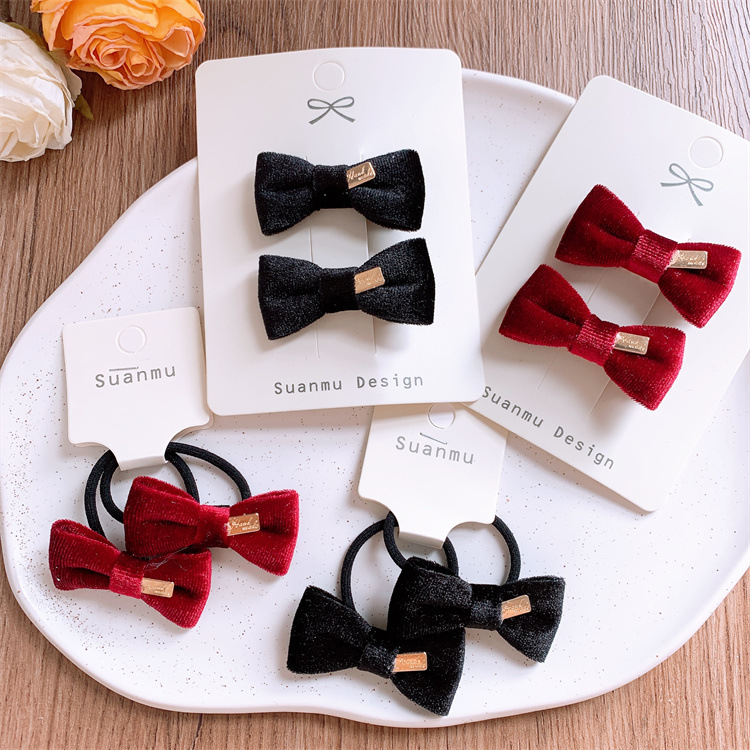 Autumn and Winter Children's Fleece Bow Hair Clips, Collar Ties, Hair Rings, Bangs Clips, Hairpins for Little Girls, Hair Ties, Hairbands