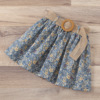 Solid color flared sleeve Pullover + floral print pleated skirt with belt