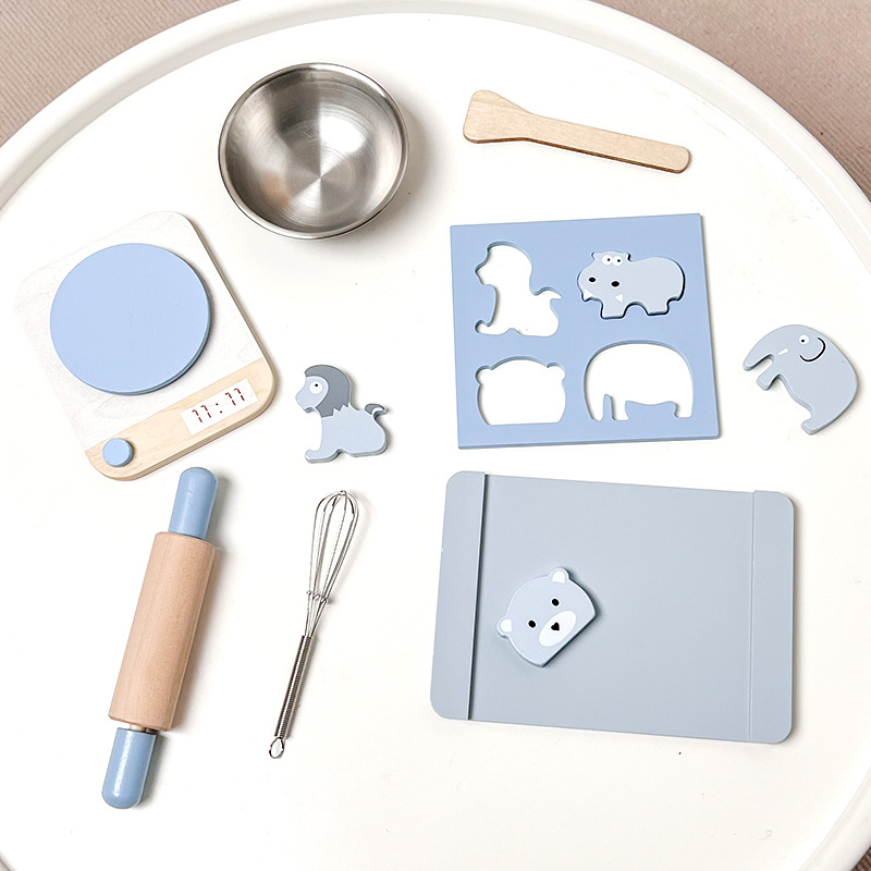 Casa de madera condimento botella olla simulación cocina vajilla niños y niñas Juguetes