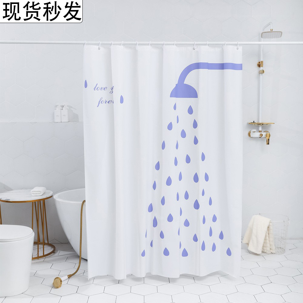 Cross-border shower curtain, PEVA thickened waterproof anti-mold bathroom partition curtain, no drilling bathroom curtain