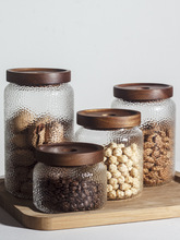 美式花茶锤纹罐玻璃密封罐食品级茶叶咖啡豆储存罐坚果杂粮收纳瓶