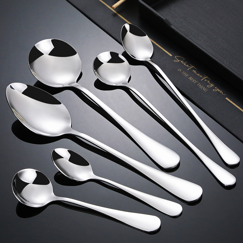 1010 Stainless Steel Spoon Household Thickened Dining Round Spoon Dessert Spoon Mirror Light 304 Stainless Steel Tableware 1010 Stainless Steel Spoon Household Thickened Dining Round Spoon Dessert Spoon Mirror Light 304 Stainless Steel Tableware
