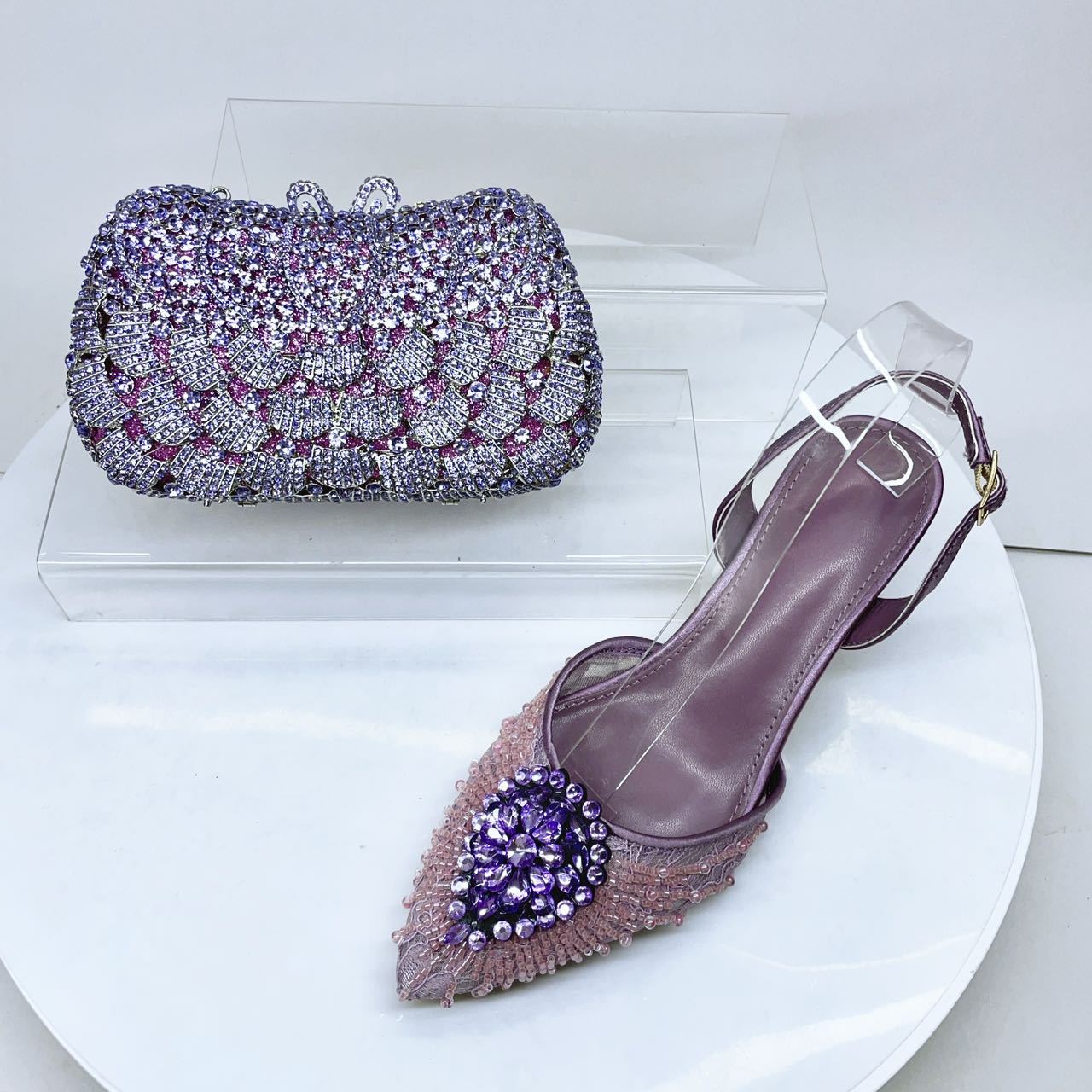Damen Stiletto Sandaletten Mit Strass Und Clutch Set_voghion.com