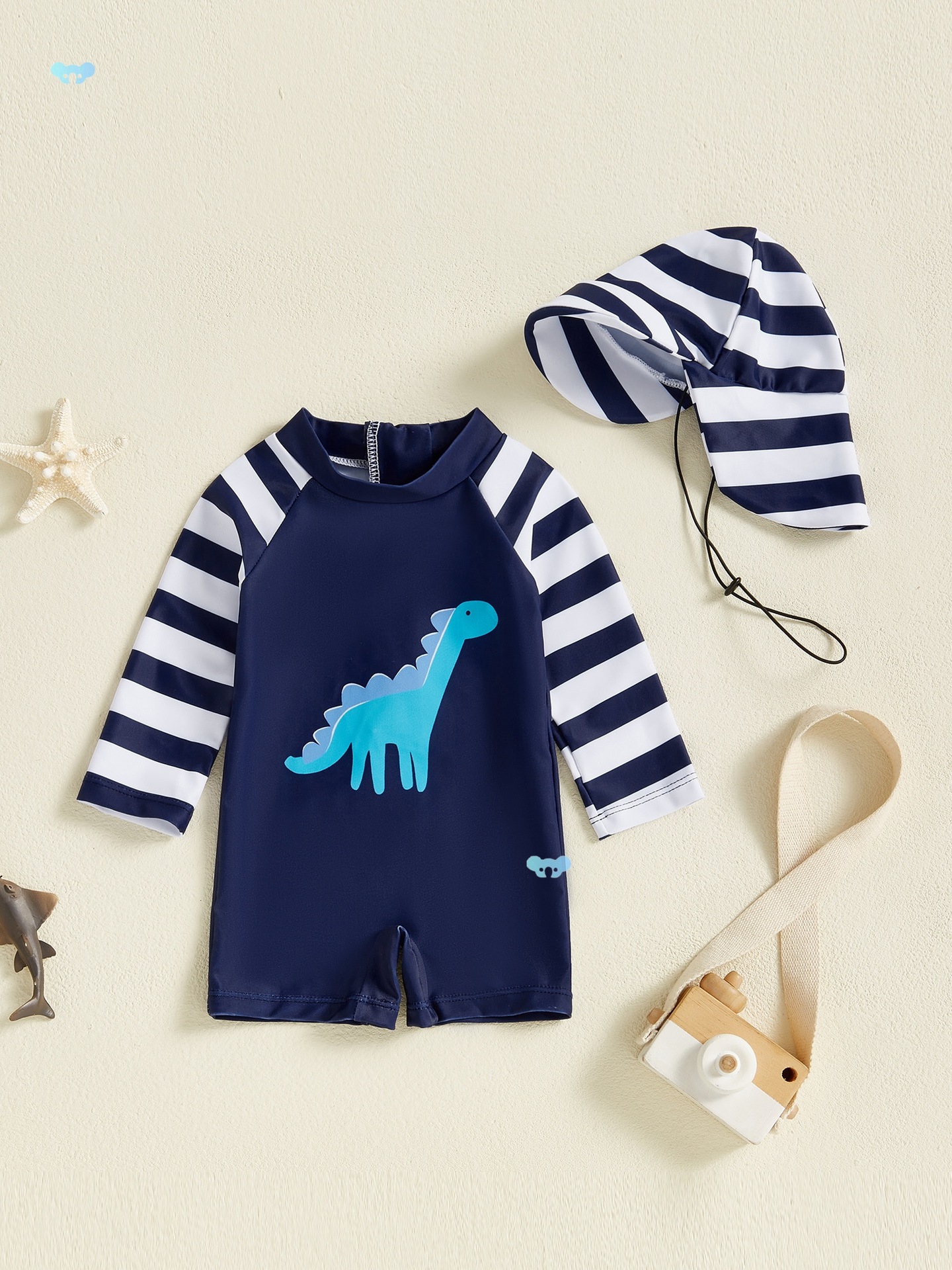 Adorable Dinosaur Print Striped Long Sleeve Toddler Boys'|ru
