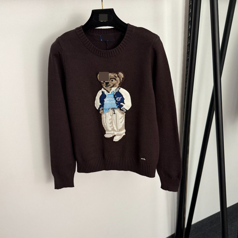 Nanyou High-End Export Women's Bear Autumn/Winter New Heavy Embroidery Cartoon Crew Neck Knitted Sweater Women's Casual Versatile