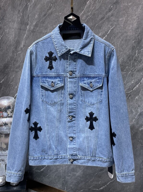 High-End Men's Clothing C Brand Cross-Pattern Trendy Casual Denim Jacket Unisex Versatile Workwear Denim Coat