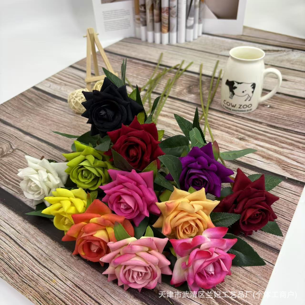 Simulación de tela de terciopelo pequeño ángulo rosa de San Valentín en el hogar hotel boda rosa decoración de pared flores de seda flores falsas