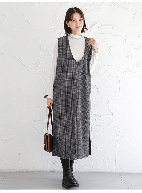 England Style Autumn Winter Women Midi Sundress Suspenders Vintage Plaid  Woolen Sleeveless Dress Elegant Chic Warm Vestido Mujer