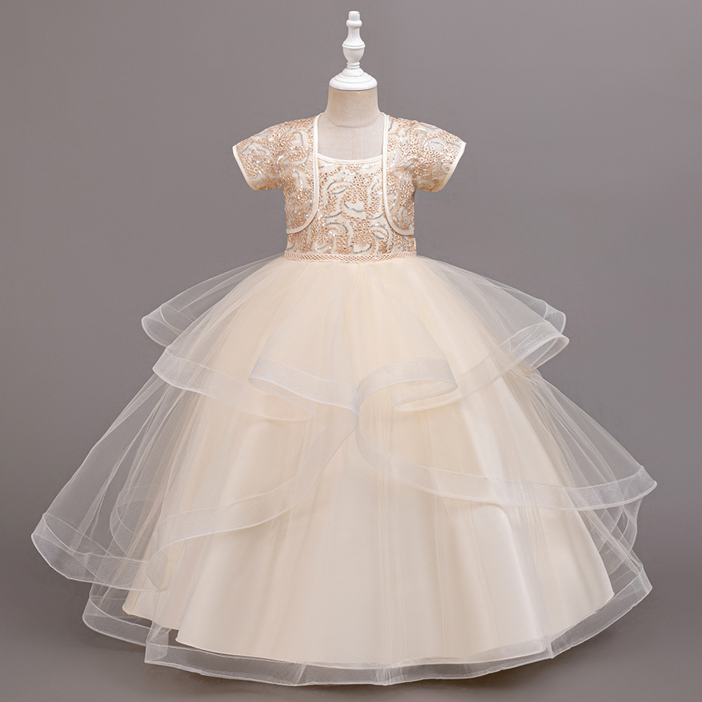 Vestido infantil vestido de princesa vestido de novia de niña vestido de cabina vestido de cumpleaños vestido de espectáculo de dos piezas 635