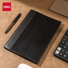 得力7911记事本皮面本笔记本商务会议记录本PU本120页25K日记本子