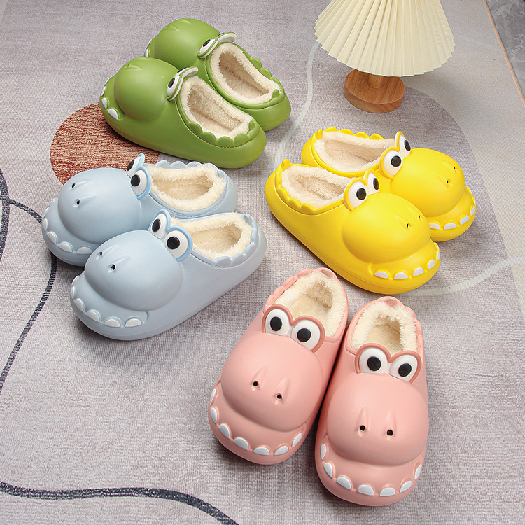 Baotou Dinosaur Cotton Slippers for Women in Winter, Warm Home and Outdoor Wear, Crocodile Couple Cotton Slippers Wholesale 3823