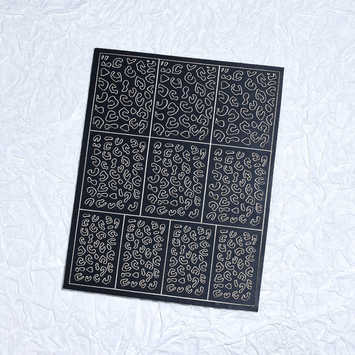 Internet celebridad nuevo clavo hueco tinta pegatinas Plaid leopardo impresión pescado escala uñas plantilla pegatinas DIY uñas calcomanías de uñas