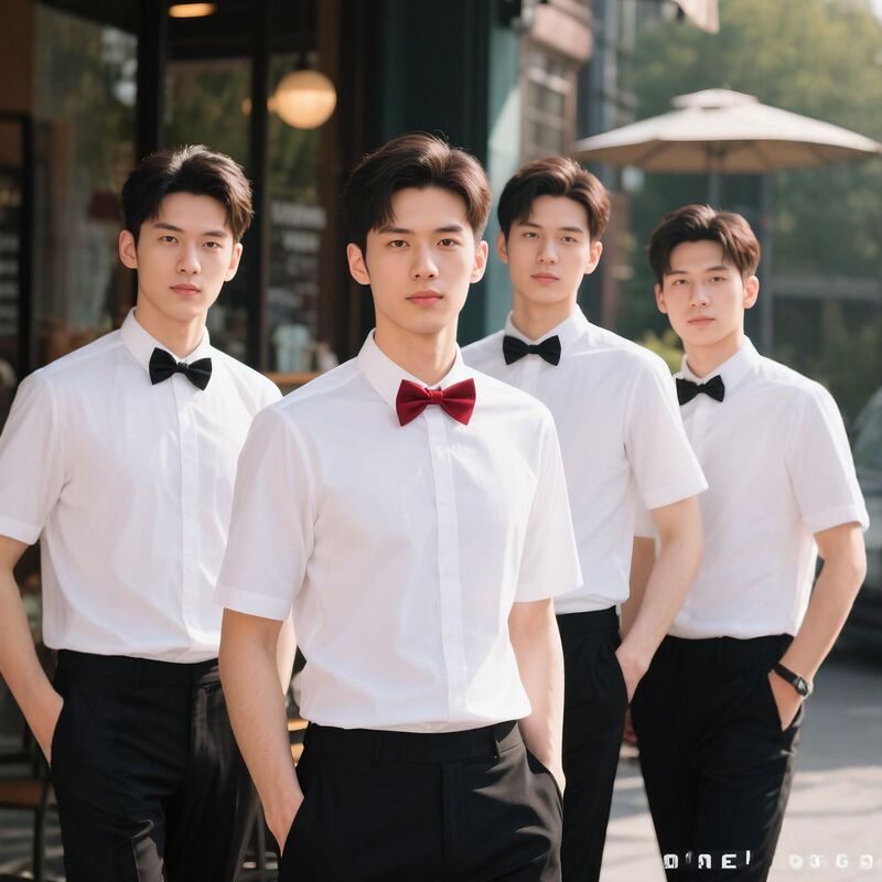 Groomsmen's Short-Sleeved Shirts, White Work Clothes, Large Size Shirts, Men's Professional Formal Wear, Chorus Performance Clothes, Half-Sleeved