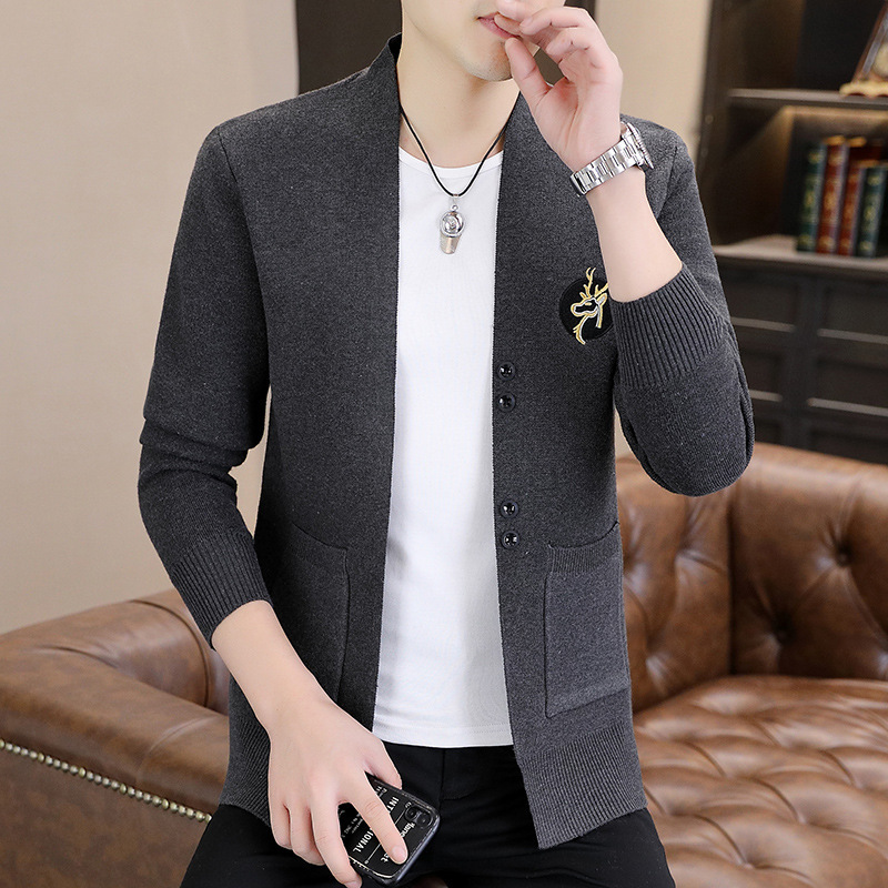 High-grade Knitted Cardigan Men's Coat Autumn New All-match Long Sweater Sweater Fashionable Handsome Men's Casual Sweater High-grade Knitted Cardigan Men's Coat Autumn New All-match Long Sweater Sweater Fashionable Handsome Men's Casual Sweater