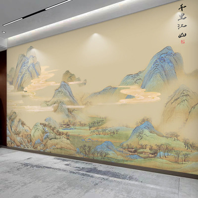 Qianli jiangshan tu обои новая китайская живопись ландшафтная оборудование