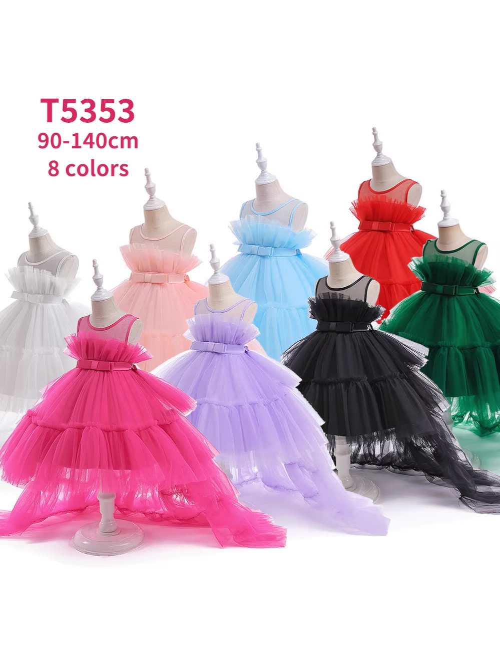 Niñas princesa vestido rojo pastel vestido espectáculo niños