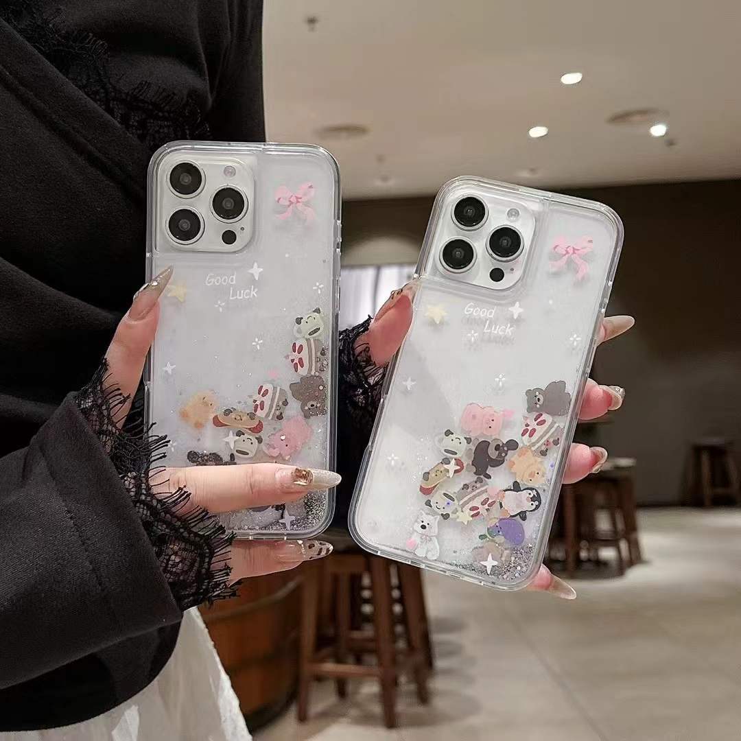 Dibujos animados arenas movedizas pequeños animales Apple 15/16Pro personalidad teléfono celular carcasa 14pormax nuevo 16PM niñas