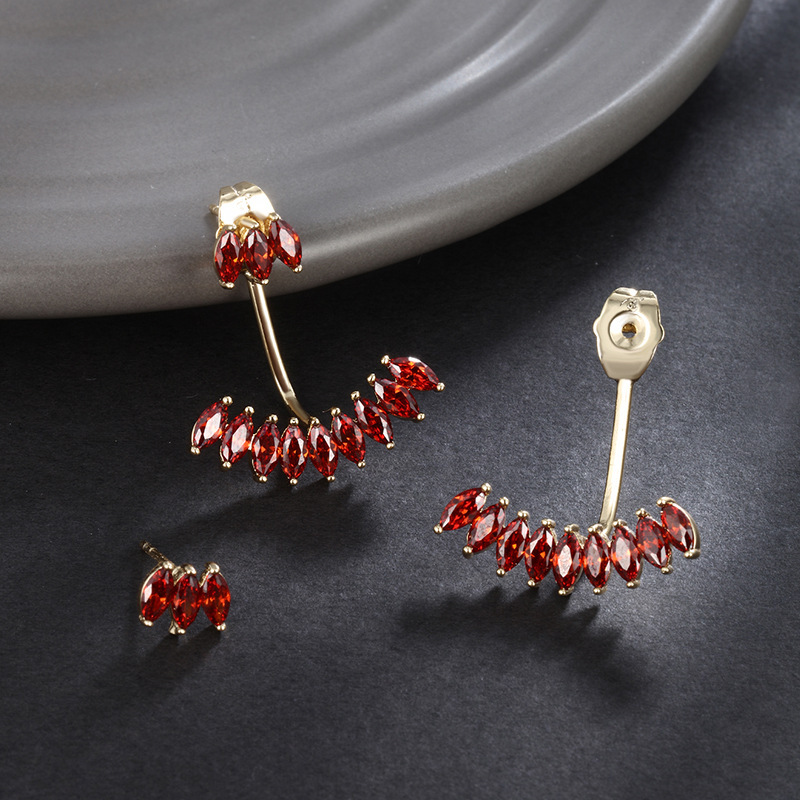 14K color Xuping joyería geometría estrella de amor auriculares de zircón ligero de lujo nicho sensación de mujer