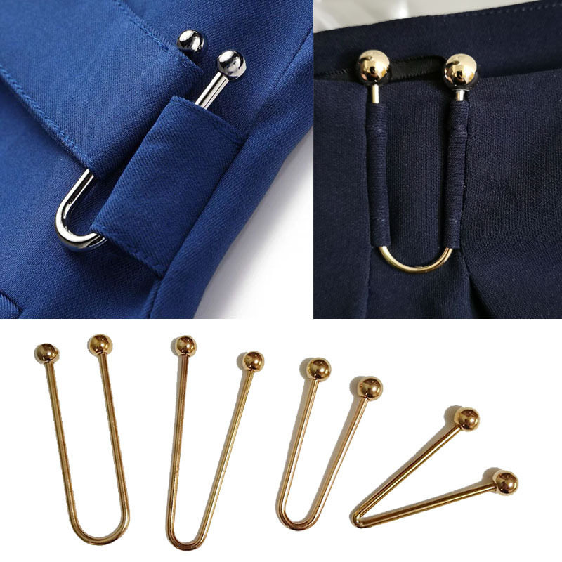 Double-headed spiral long U-shaped metal screw buckle swimsuit connection fixed non-slip buckle V-neck mouth decorative accessories for women