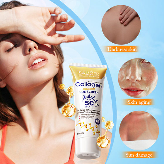 All English collagen whitening sunscreen SADOER anti-wrinkle anti-ultraviolet sunscreen wholesale cross-border foreign trade